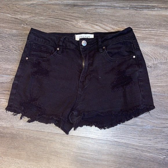 Pacsun High Rise Black Distressed Shorts (24) - Picture 1 of 4